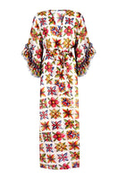 Nur Karaata JOALI SICILIA cover-up dress, lightweight and flowy, featuring intricate patterns perfect for beachwear or resort style.