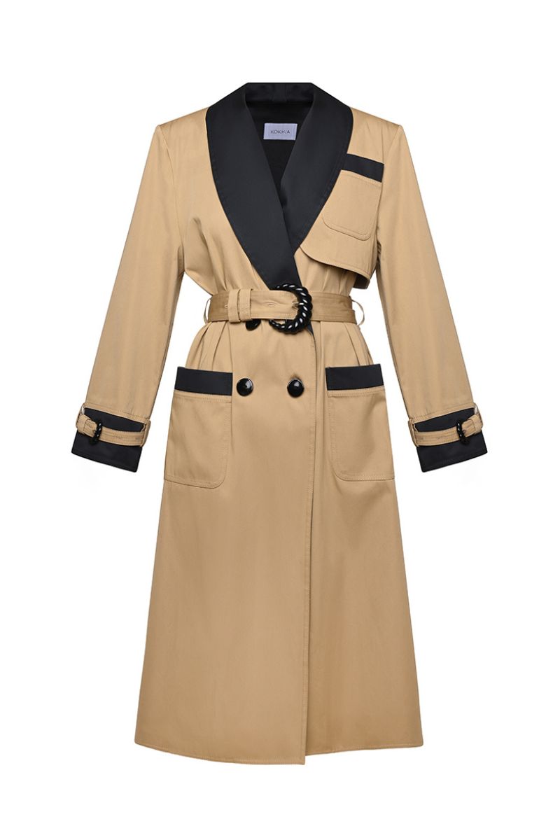 ROBE TRENCH IN MUSTARD AND BLACK - CULT MIA