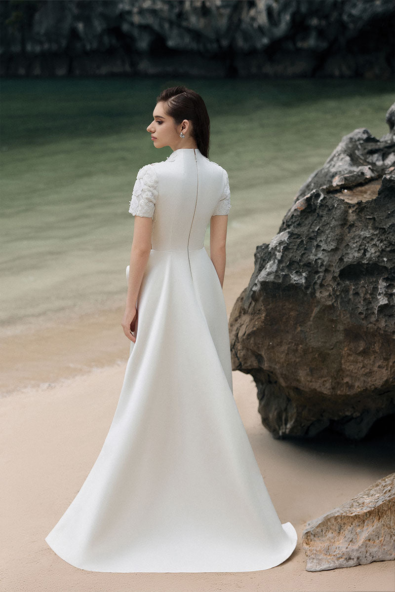sophisticated white dress SATIN TAFFETA DRESS IN WHITE | CULT MIA