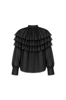 ANAIS COTTON RUFFLED SHIRT IN NOIR