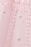 Pink strapless stone organza midi dress by Happy Clothing, featuring a flowy, elegant design with a fitted bodice and midi length.