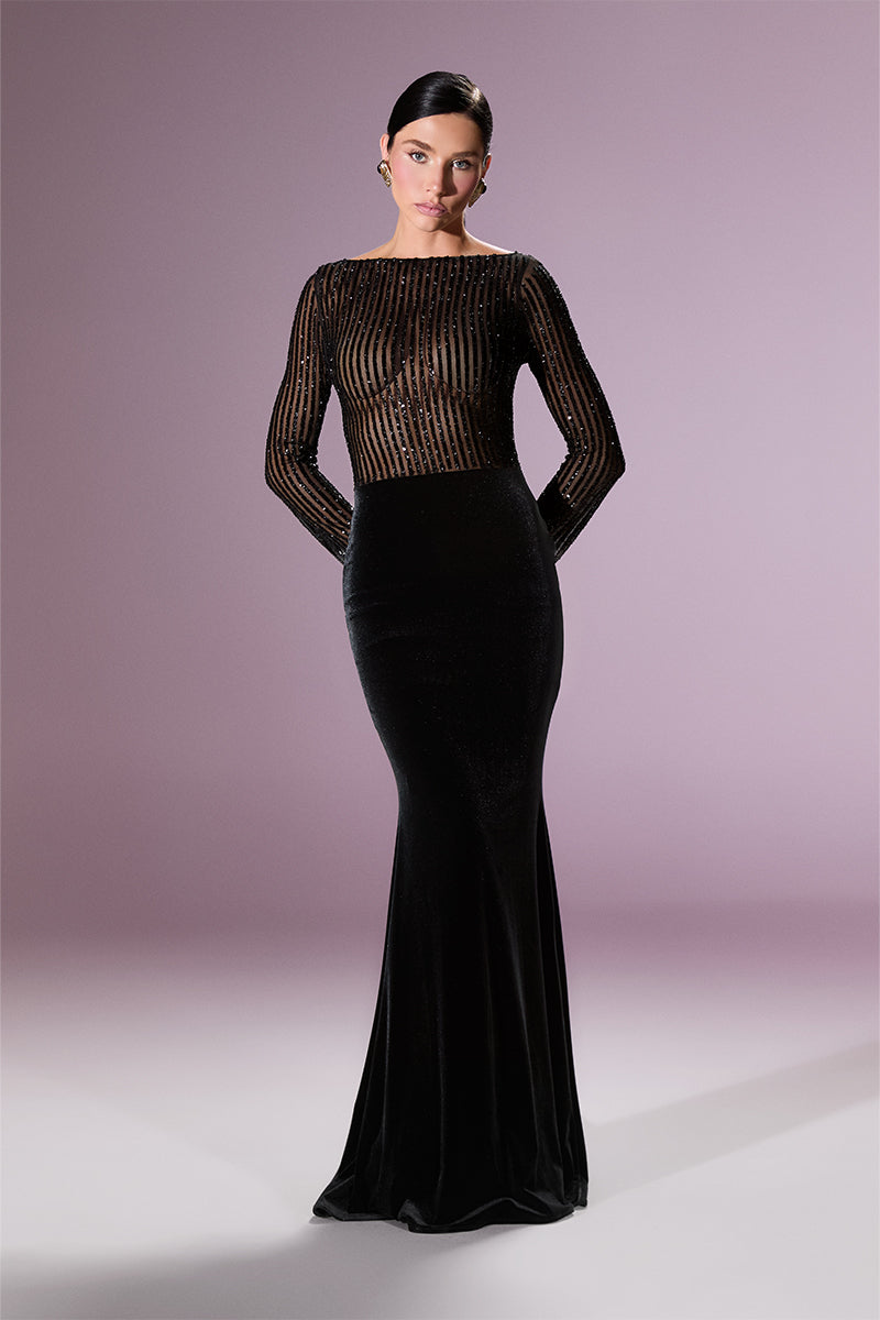 Nur Karaata AURELINE gown featuring elegant fabric and intricate design, perfect for formal occasions.