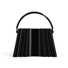 Touchless black silk clutch bag with sleek design, featuring smooth fabric and elegant style for evening or formal occasions.