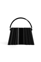 Touchless black silk clutch bag with sleek design, featuring smooth fabric and elegant style for evening or formal occasions.