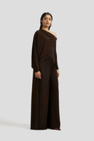 Deme By Gabriella chocolate brown co-ord set featuring a matching top and pants, stylish and comfortable for casual wear.