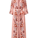 Raishma Sasha pink maxi dress displayed on a hanger with flowing fabric and elegant design, perfect for formal occasions.