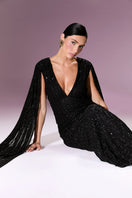 Elegant Nur Karaata GIOVANNA GOWN with flowing fabric and intricate details, displayed on a mannequin.