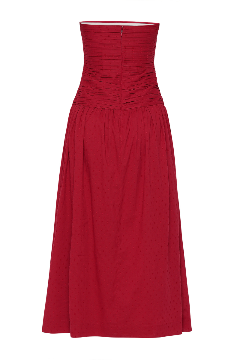 Summer Away Florence maxi dress in cherry with flowy fabric and floral print, perfect for summer and casual occasions.