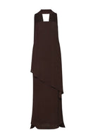Baobab chocolate maxi dress, elegant long dress with flowing fabric, perfect for casual or formal occasions.