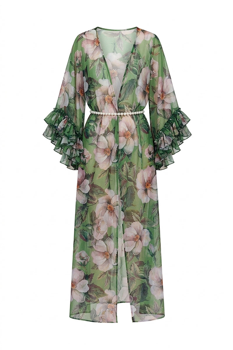 Nur Karaata Havana Glow beach cover-up dress featuring a flowing, lightweight fabric perfect for seaside wear.