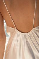 White Little Heart slip dress nightgown by Not Just Pajama, featuring delicate fabric and a simple, elegant design.