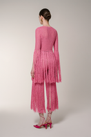 Liya Flamingo Top, stylish women's sleeveless blouse in vibrant pink with ruffle details, perfect for casual and summer wear.