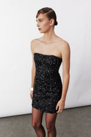 Black Casey Mini Sequin Dress by Nazlı Ceren featuring shimmering sequins and a stylish mini length.