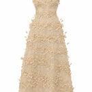 Beige Alessia silk taffeta and tulle gown by 21Six, showcasing elegant fabric details and flowing silhouette.