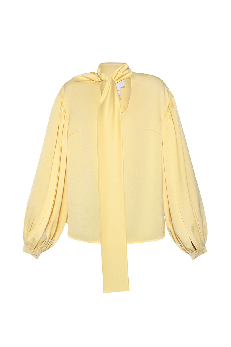 BUTTER YELLOW BLOUSE WITH DRAPED SCARF