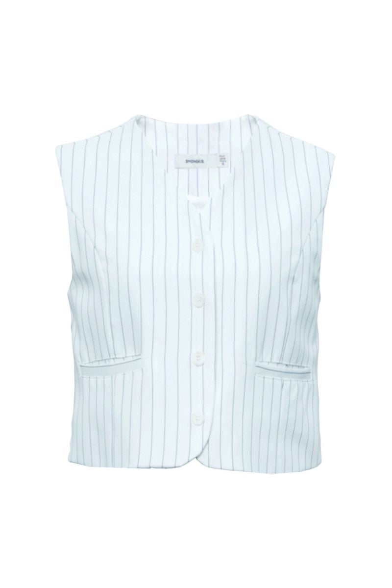 JULES WHITE CROPPED WAISTCOAT - CULT MIA