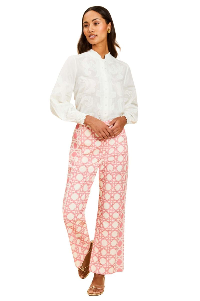 Mestiza New York Wylie pants in lattice blush fabric, featuring a stylish tailored design with a comfortable fit.