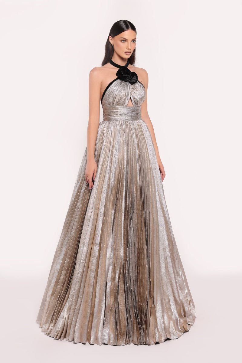 LAVERNA DRESS IN GOLD/BLACK - CULT MIA