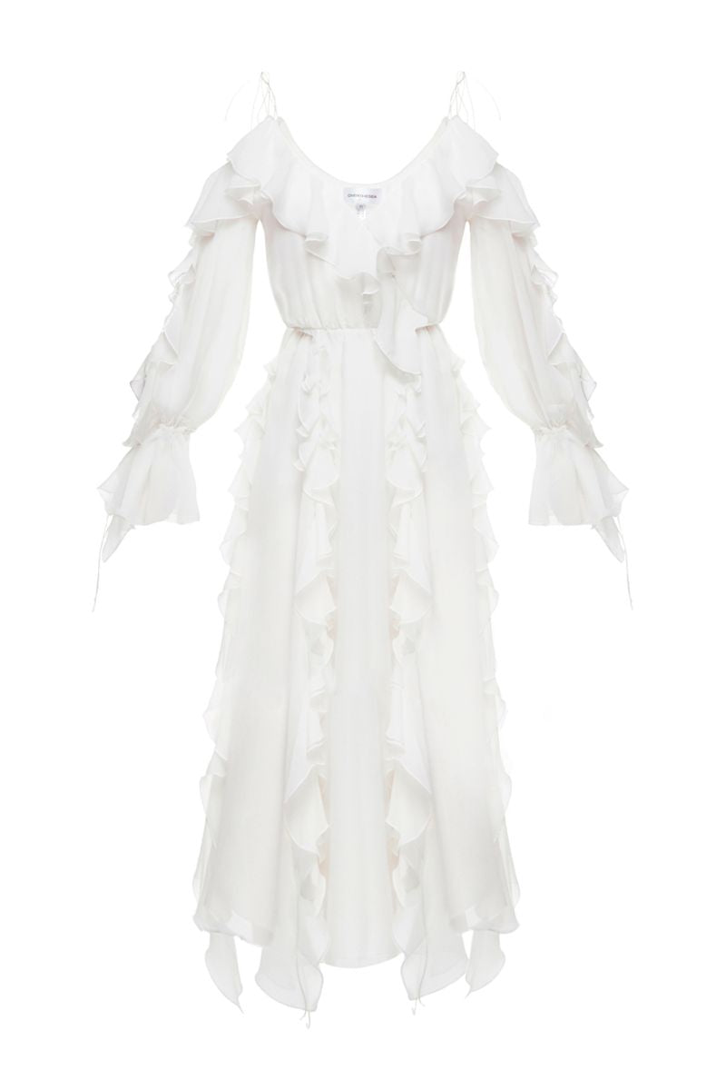 MORNING FOREST MAXI DRESS IN WHITE - CULT MIA