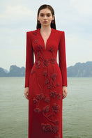 Lune De Soie velvet satin gown featuring a flowing silhouette and elegant design, perfect for formal occasions.