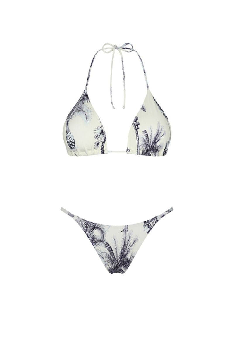 Aguaclara Grasse Bleue triangle bikini top and string bikini bottom in vibrant blue with a stylish design.