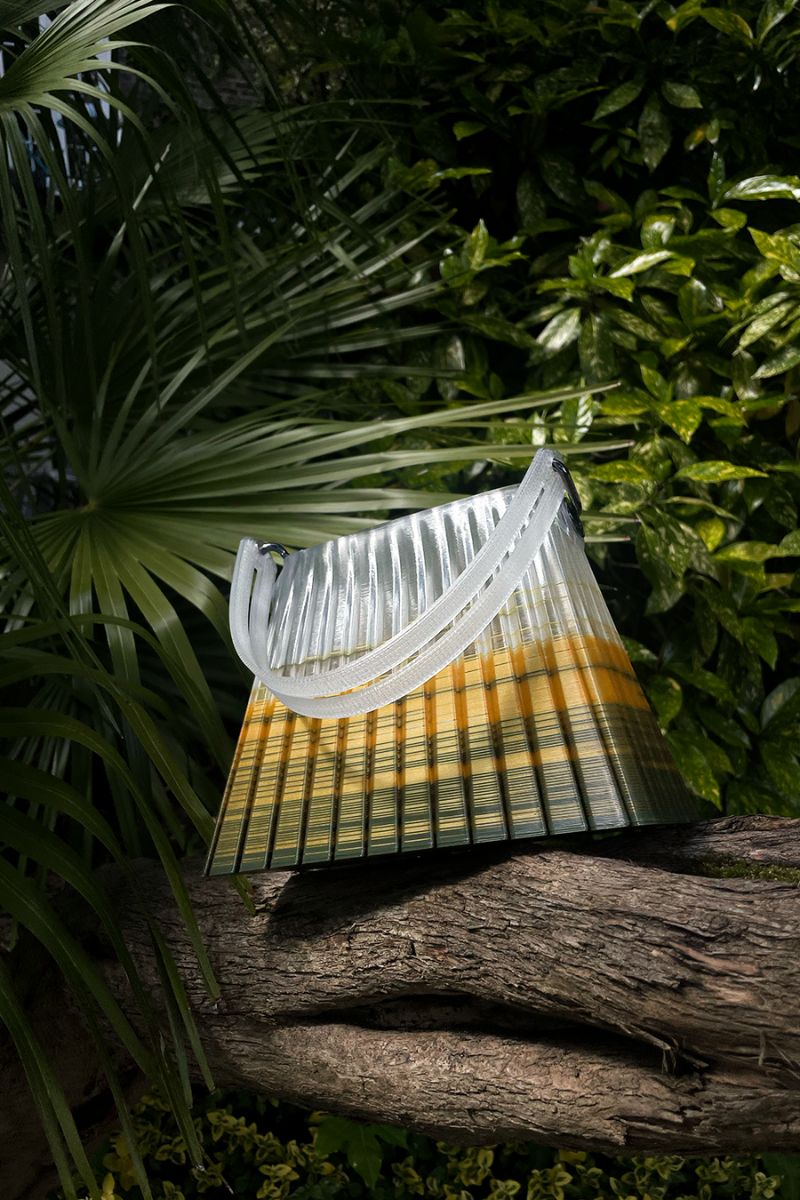 Touchless CULT MIA X touchless green and yellow pleated ombre top handle handbag with a sleek, modern design.