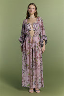 Nur Karaata mango mojito beach dress cover-up with flowing fabric and tropical print, perfect for seaside lounging.