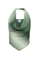 Summer Away Freja Sage Ombre top featuring a sleeveless design with a soft, gradient green and blue ombre pattern.