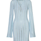 Baobab Lion Dress in crystal blue mini dress with flowing fabric and elegant design, perfect for stylish occasions.