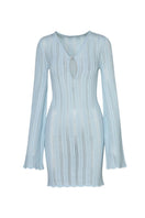 Baobab Lion Dress in crystal blue mini dress with flowing fabric and elegant design, perfect for stylish occasions.