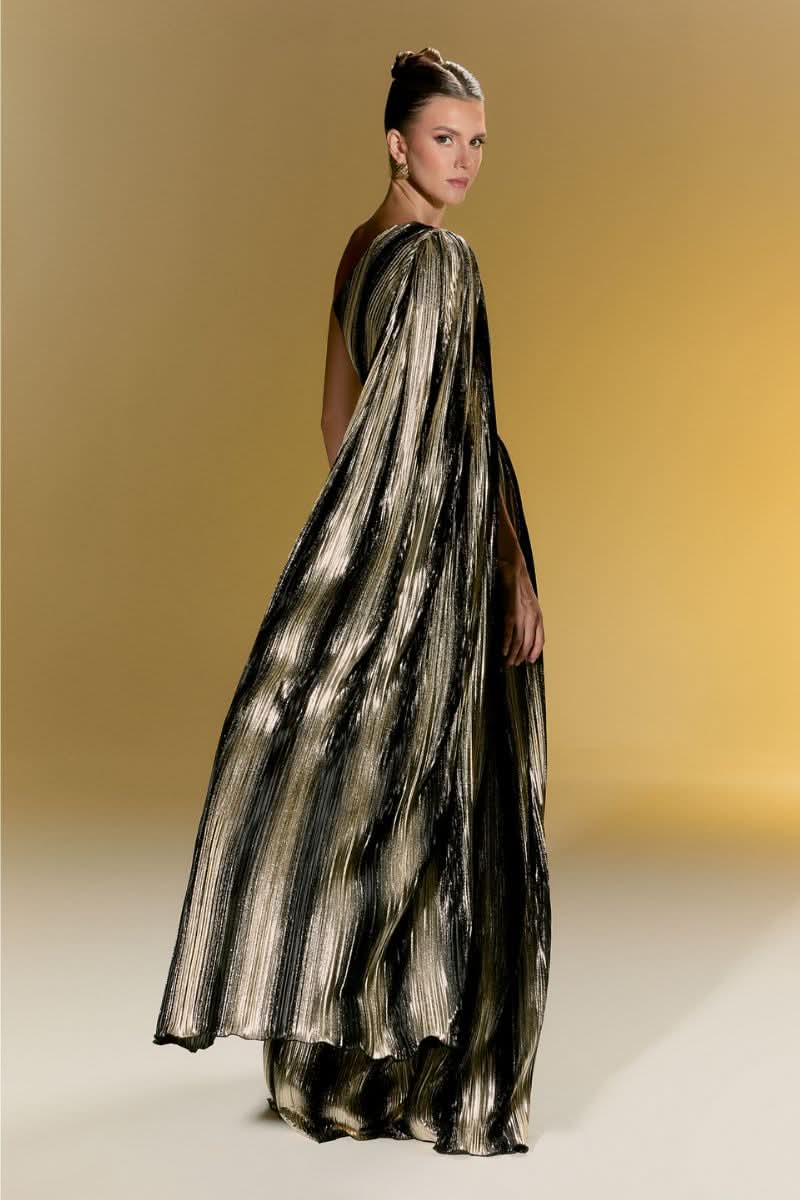 Nur Karaata maxi dress from the SR NUR KARAATA X CULT MIA Baglioni collection, featuring a flowing, elegant gown design.