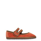 Flabelus Matilda flats in orange with dark green piping, showcasing stylish slip-on footwear with a sleek design.