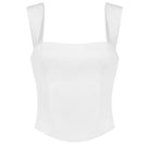 Off-white fitted corset bustier top by Stolen Stores, featuring structured design and lace-up detail, perfect for stylish layering.