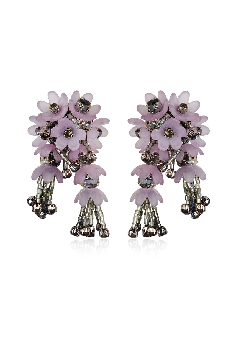 Aidan & Ice MELLOW SET purple brooch with floral design on a white background, showcasing the elegant lapel pin accessory.
