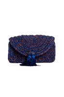 Catarina Mina Horizonte terrablue shoulder bag with adjustable strap and woven design, stylish and spacious for everyday use.
