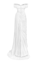 Le Thanh Hoa Sophia Simply White Long Gown featuring elegant, flowing fabric and a classic design perfect for formal occasions.