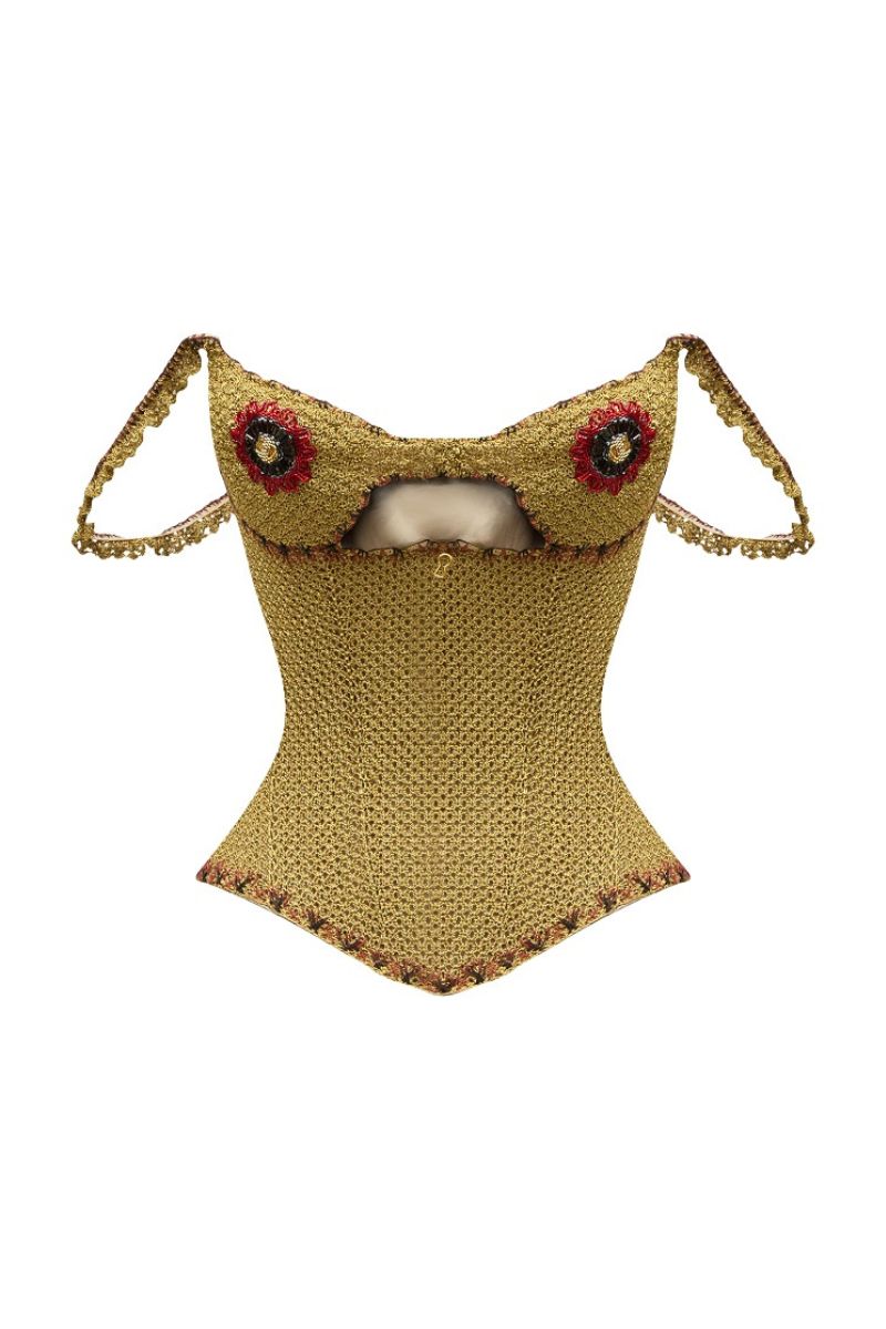 KNITTED CORSET IN GOLD - CULT MIA