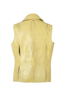 Double A Jayden leather vest in butter yellow, stylish sleeveless vest with smooth leather texture and classic design.