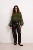 Overthesea Petal Blouse in olive, a stylish women's tops with floral-inspired design and lightweight fabric.