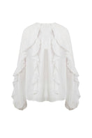 OvertheSea Petal Blouse in milky white, lightweight tops with floral-inspired design, perfect for casual or dressy occasions.