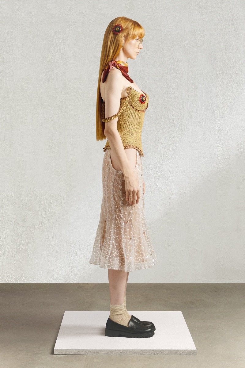 KNITTED CORSET IN GOLD - CULT MIA