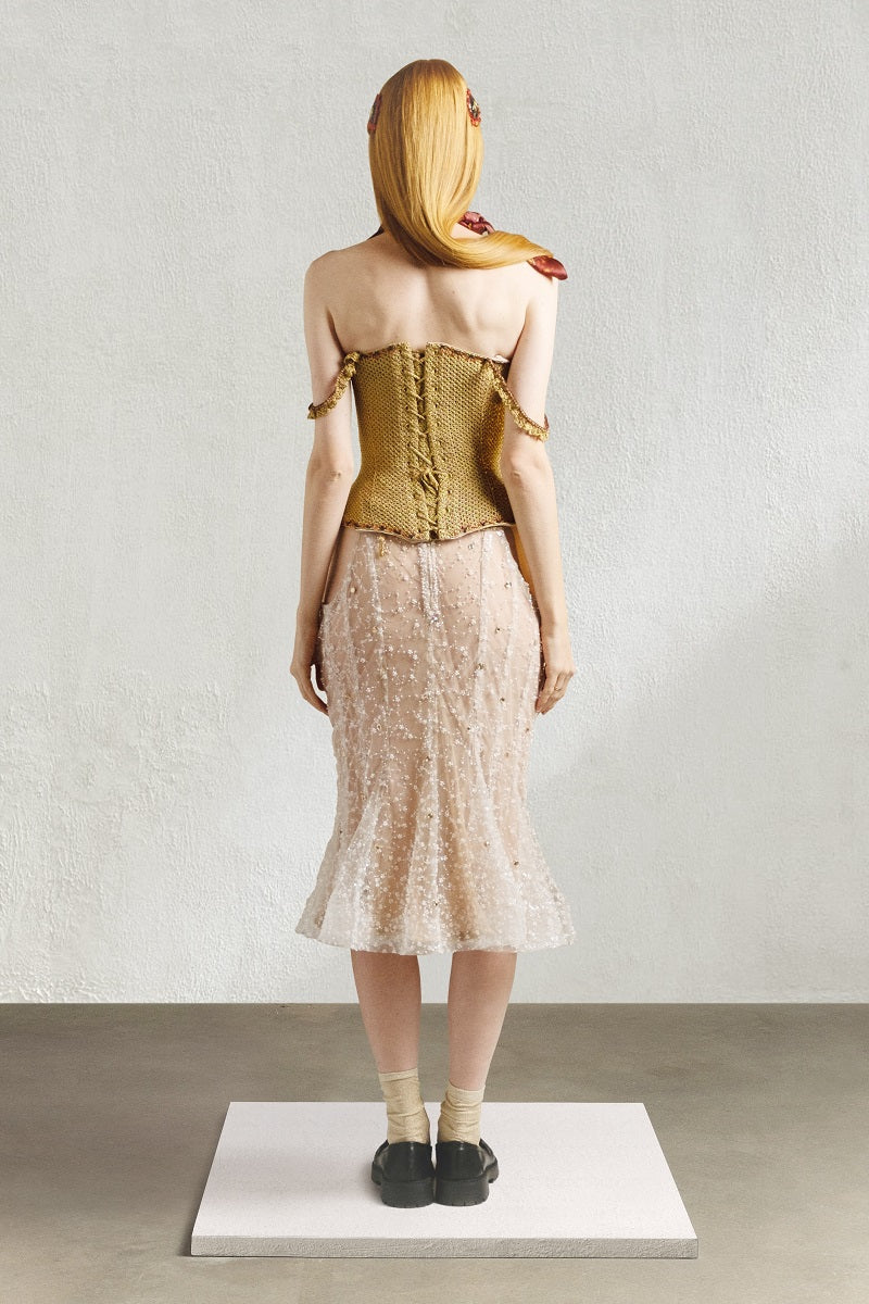 KNITTED CORSET IN GOLD - CULT MIA