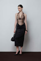 Do Long Chronique midi dress in floral print, knee-length with long sleeves and a fitted waist on a model.
