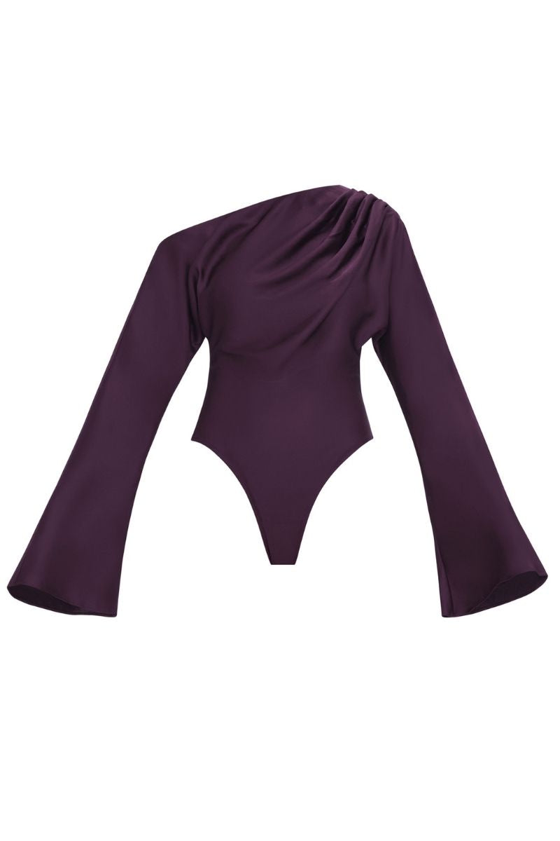 MATI OFF-SHOULDER BODYSUIT IN BERRY - CULT MIA
