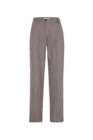 ColoReve Rider Day Pants Petite Carre in brown checked fabric, tailored fit, front pockets, and stylish design.