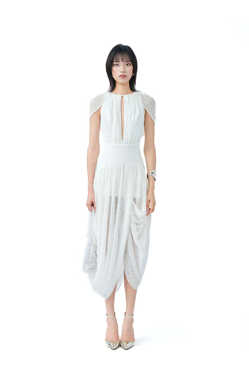 PALE WHISPER MIDI DRESS