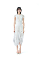 Light pastel pale whisper midi dress by Do Long, featuring a flowing fabric and elegant midi length, perfect for stylish occasions.