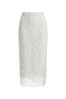 White Plan ivory lace charm set co-ords with lace details and matching top and bottoms, stylish and elegant loungewear.