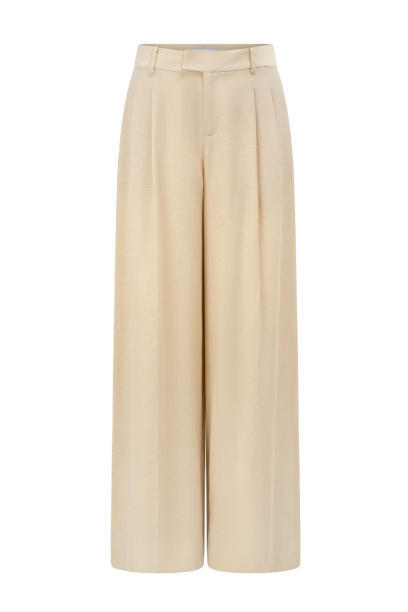 NERRA cream pants by Arti Apparel, featuring a relaxed fit and stylish design, displayed on a model.