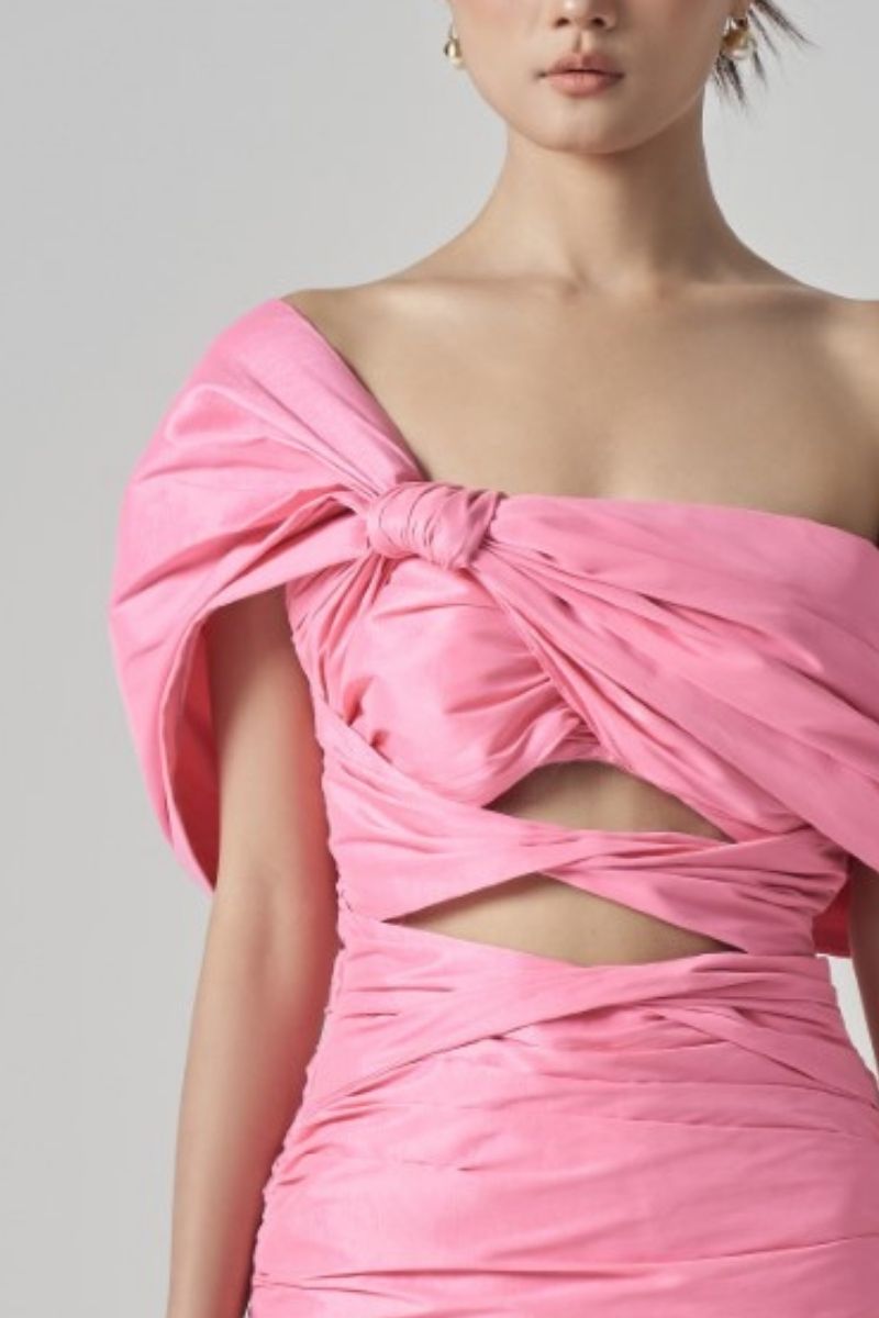 KENDALL TAFFETA CUT OUT DRESS IN PINK - CULT MIA